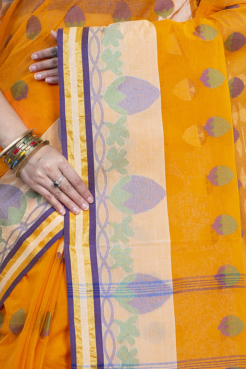 Orange Pure Cotton PaddaPar Tant Saree (776)